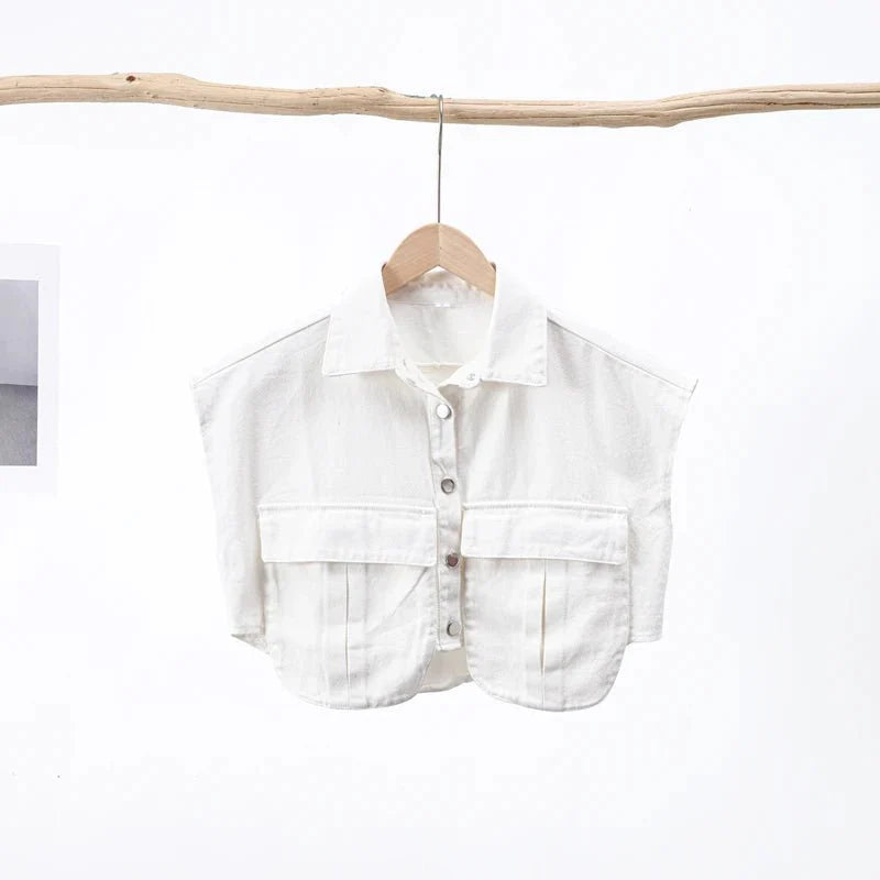 Casual Double Pocket Denim Vest Tops