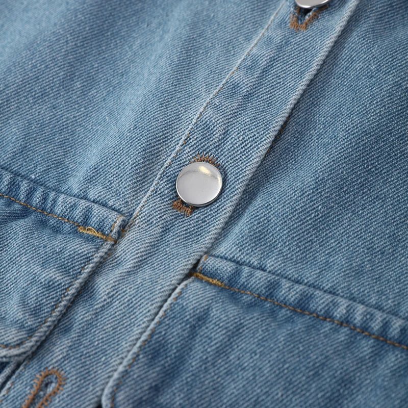 Casual Double Pocket Denim Vest Tops
