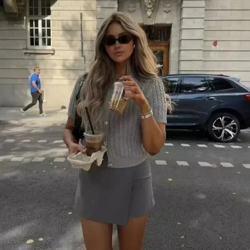 Casual Knit Short Sleeve Top