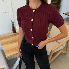 Casual Knit Short Sleeve Top