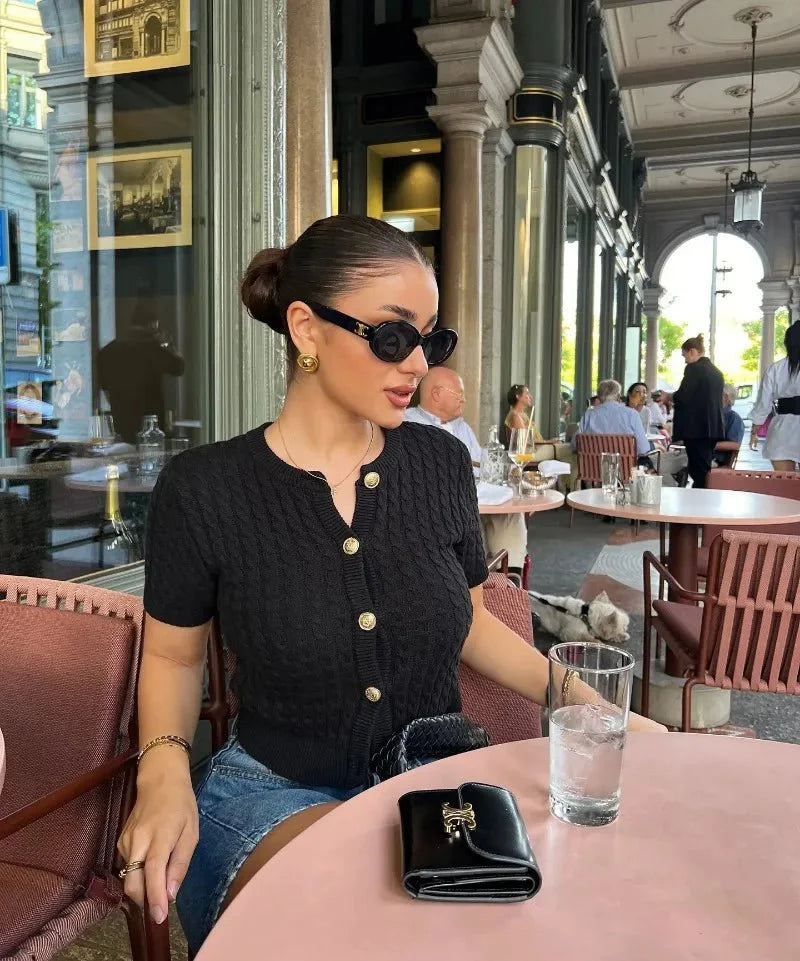 Casual Knit Short Sleeve Top