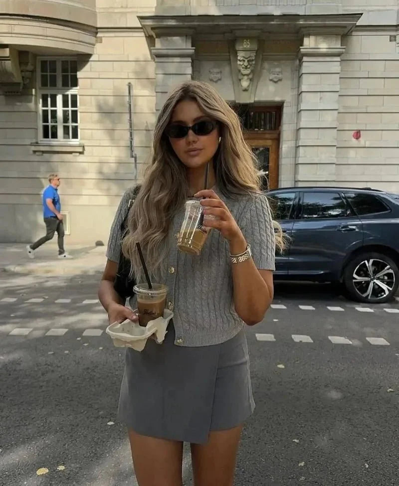 Casual Knit Short Sleeve Top
