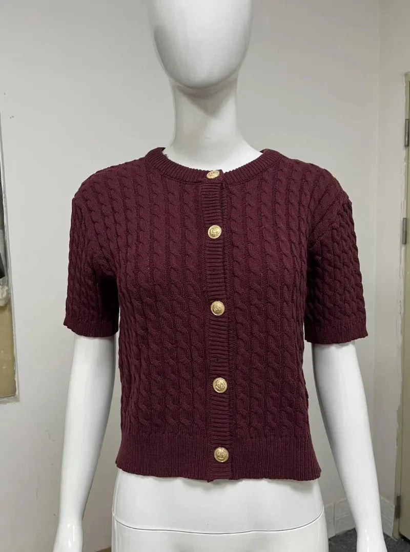 Casual Knit Short Sleeve Top