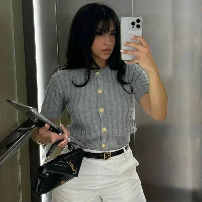 Casual Knit Short Sleeve Top