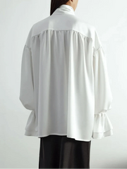 Casual Loose White Ruffle Blouse