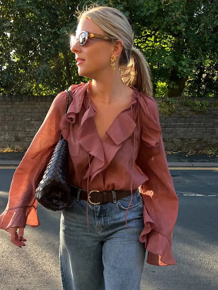 Casual O-Neck Hollow Out Knitted Blouse