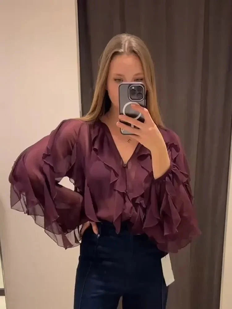 Casual O-Neck Hollow Out Knitted Blouse