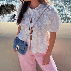 Chic Flower Embroidery Blouse