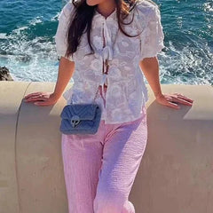 Chic Flower Embroidery Blouse