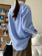 Chic Loose-Fit Striped Button-Up Shirt
