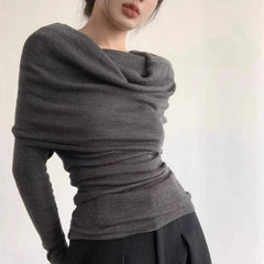 Chic Off-Shoulder Slim Knit Top