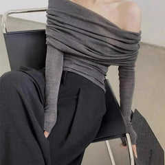 Chic Off-Shoulder Slim Knit Top