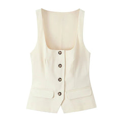 Chic Sleeveless Single Breasted Top