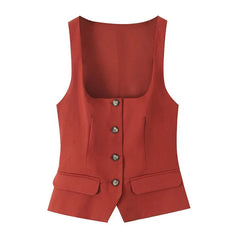 Chic Sleeveless Single Breasted Top