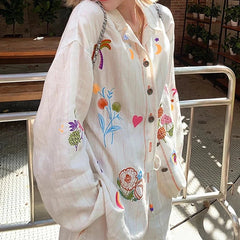 Comfortable Linen Cotton Embroidery Blouse