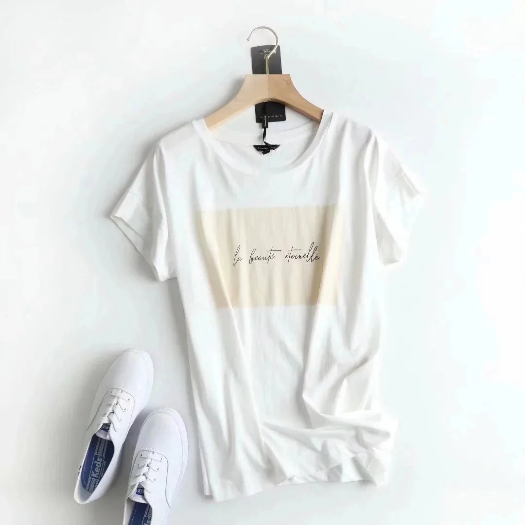 Cotton Alphabet Simple Basic Tops