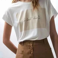 Cotton Alphabet Simple Basic Tops