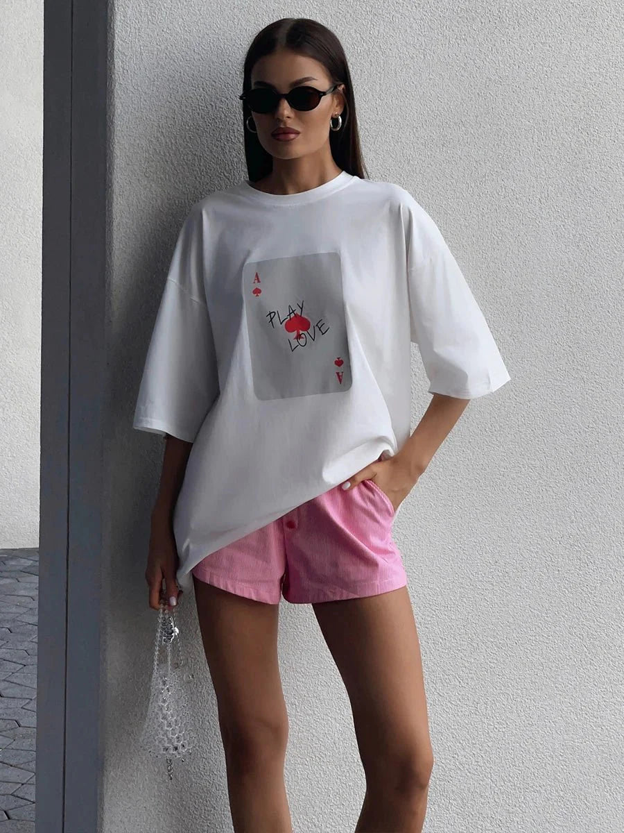 Cotton Poker Card Printed T-Shirt