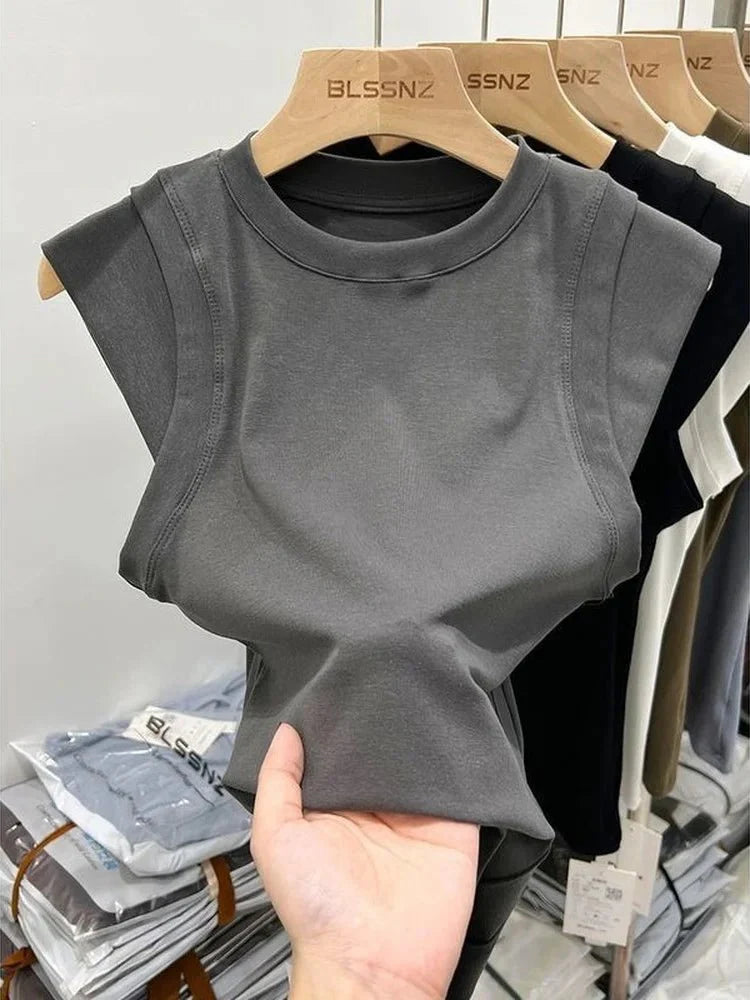 Cotton Slim T-Shirt Sleeveless Top