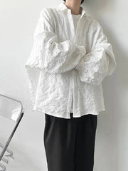 Crumpled Jacquard Loose Shirt