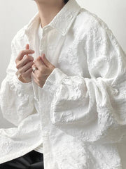Crumpled Jacquard Loose Shirt