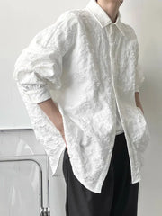 Crumpled Jacquard Loose Shirt