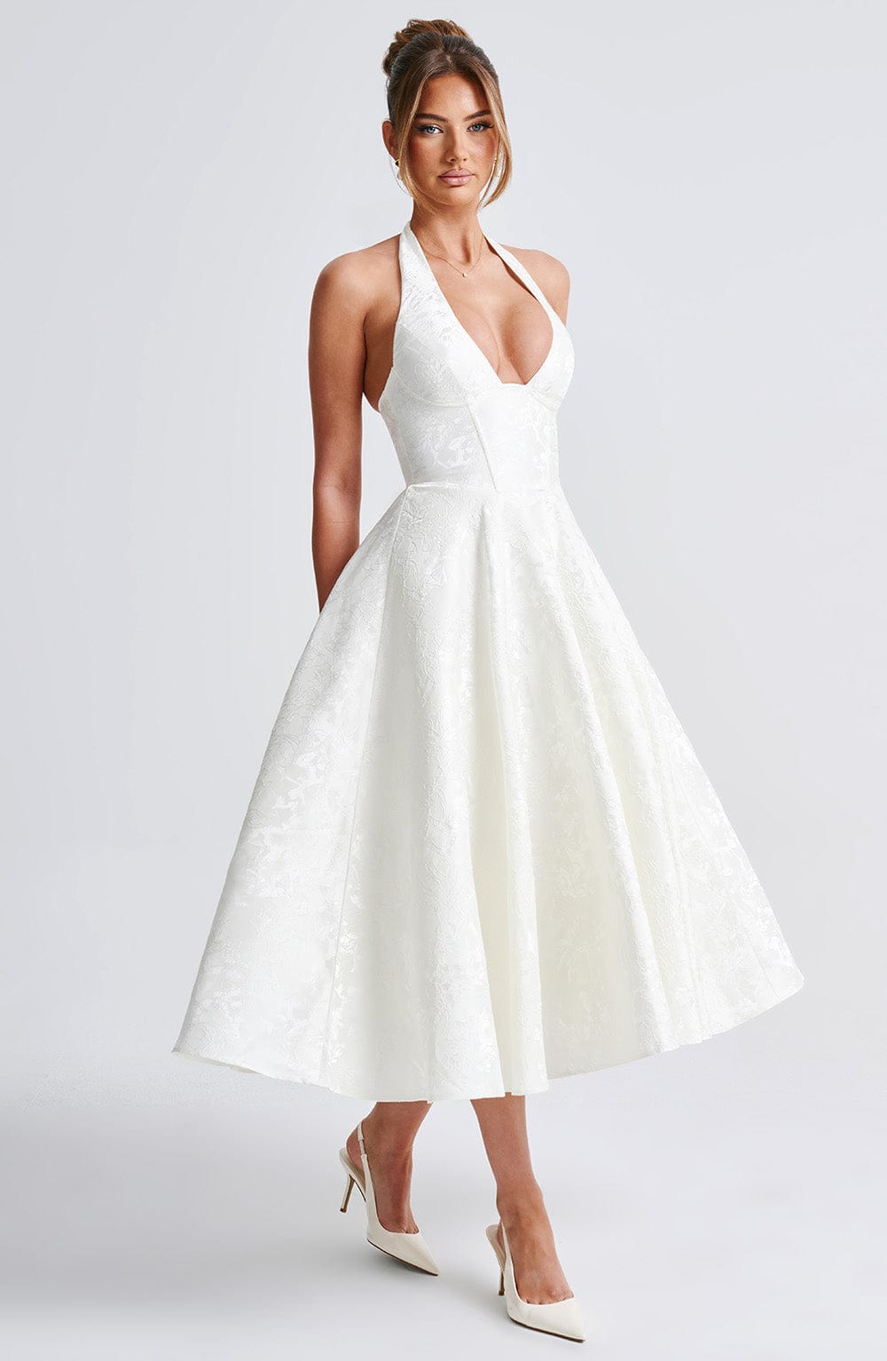 Effie Midi Dress - Ivory Selfyy Effie Midi Dress - Ivory Selfyy