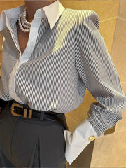 Elegant Long Striped Polo Shirt