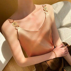 Elegant Silk V-Neck Sleeveless Top