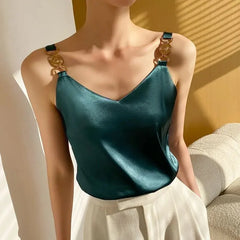 Elegant Silk V-Neck Sleeveless Top