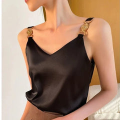 Elegant Silk V-Neck Sleeveless Top