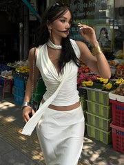 Elegant Sleeveless V-Neck Top