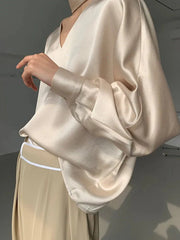 Elegant V-Neck Satin Blouse