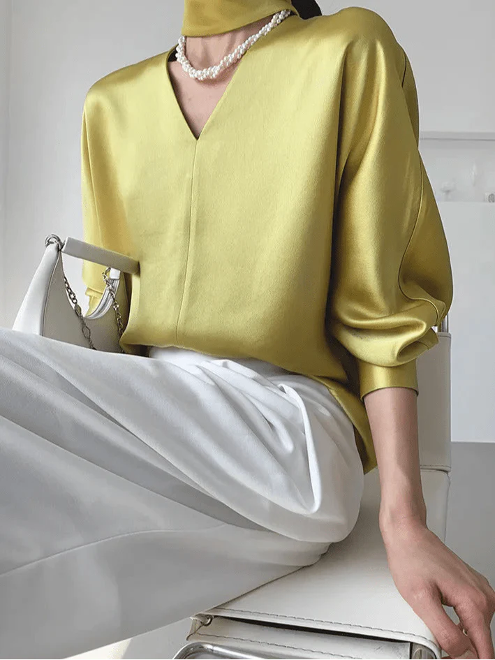 Elegant V-Neck Satin Blouse