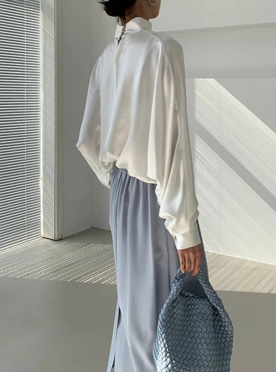 Elegant V-Neck Satin Blouse