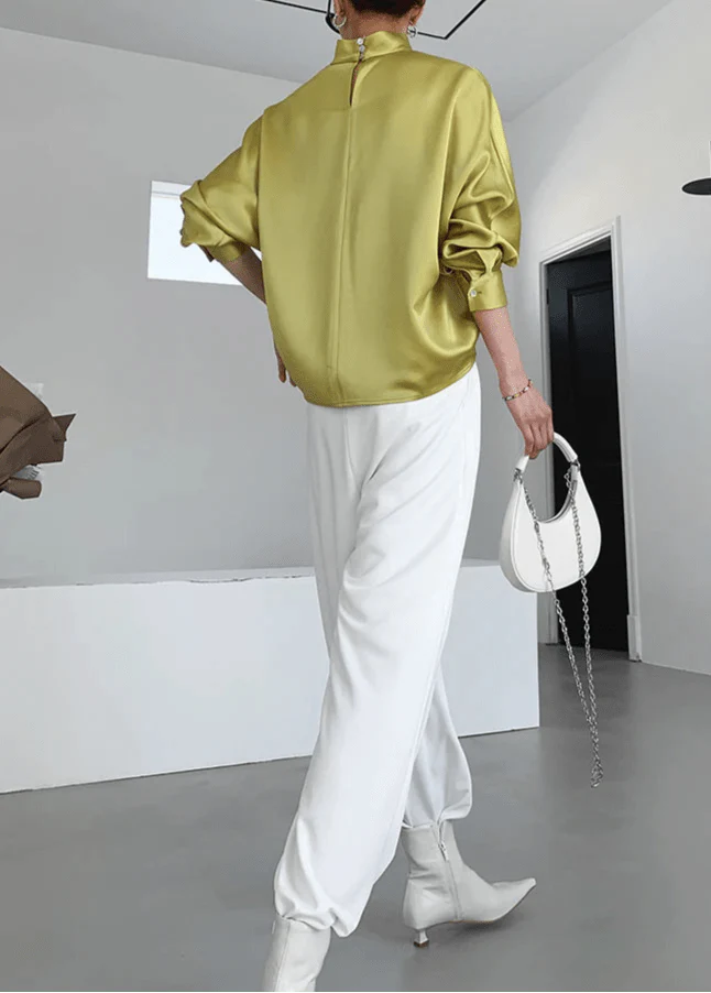 Elegant V-Neck Satin Blouse