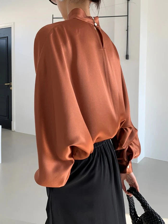 Elegant V-Neck Satin Blouse