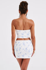 Esmeralda Mini Skirt - Blue Ditsy Print