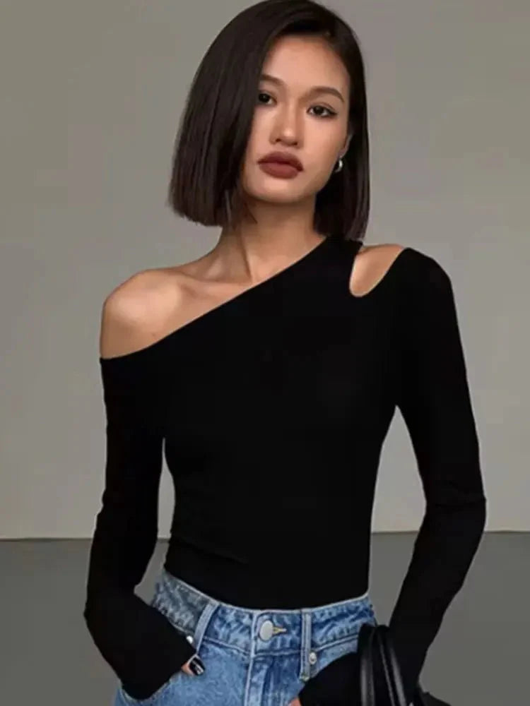 Fashion Off-shoulder Long Sleeve Top