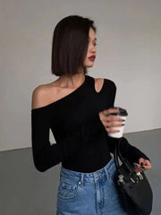 Fashion Off-shoulder Long Sleeve Top