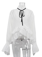 Fashion Loose Ruffle Collar Shirt