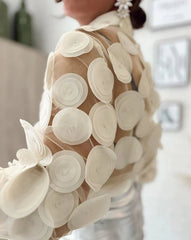 Floral Pattern Semi-Sheer Mesh Blouses