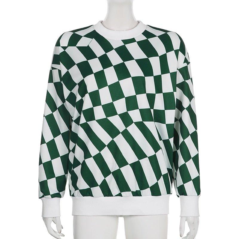 Green Checkered Oversized sweatshirt