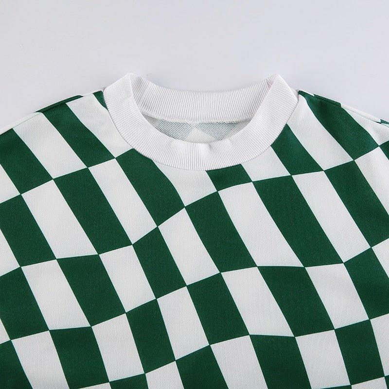 Green Checkered Oversized sweatshirt