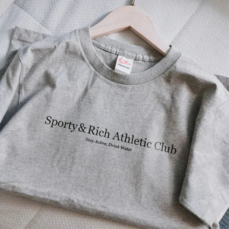 Health Letters Printed Vintage Gray T-Shirts