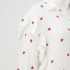 Heart Printed Shirt Short Lounge 2 Piece Outfits