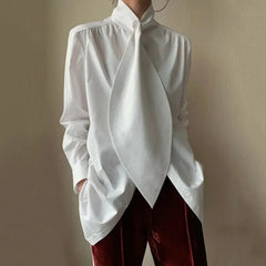 High-neck Tie Urban Office Shirt Blouses