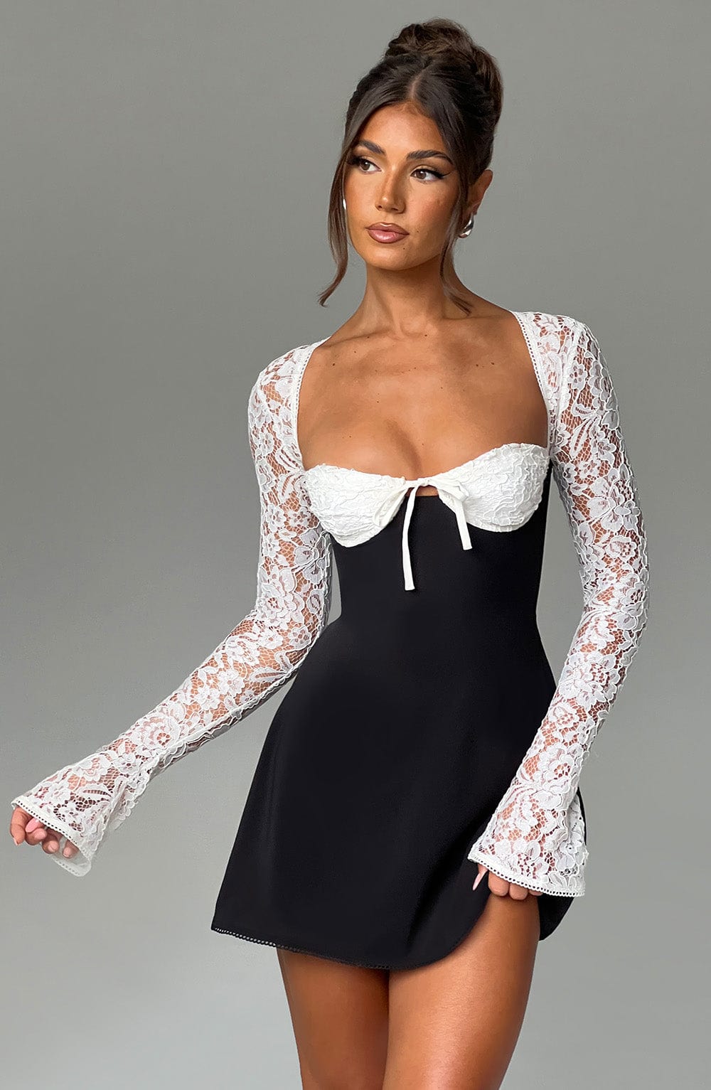 Jacinta Mini Dress - Black/White Selfyy Jacinta Mini Dress - Black/White Selfyy