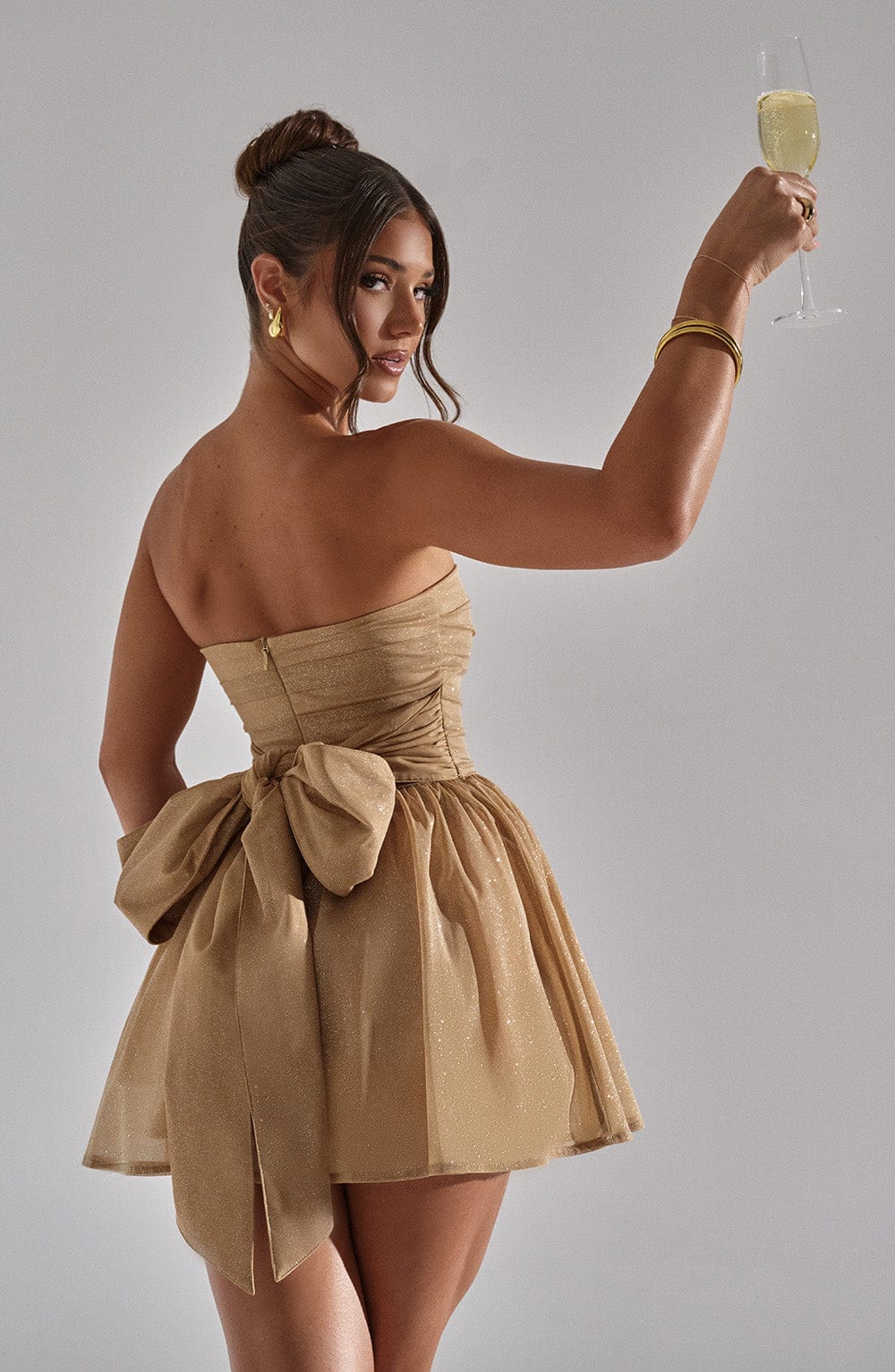 Katrina Mini Dress - Gold Sparkle Selfyy Katrina Mini Dress - Gold Sparkle Selfyy