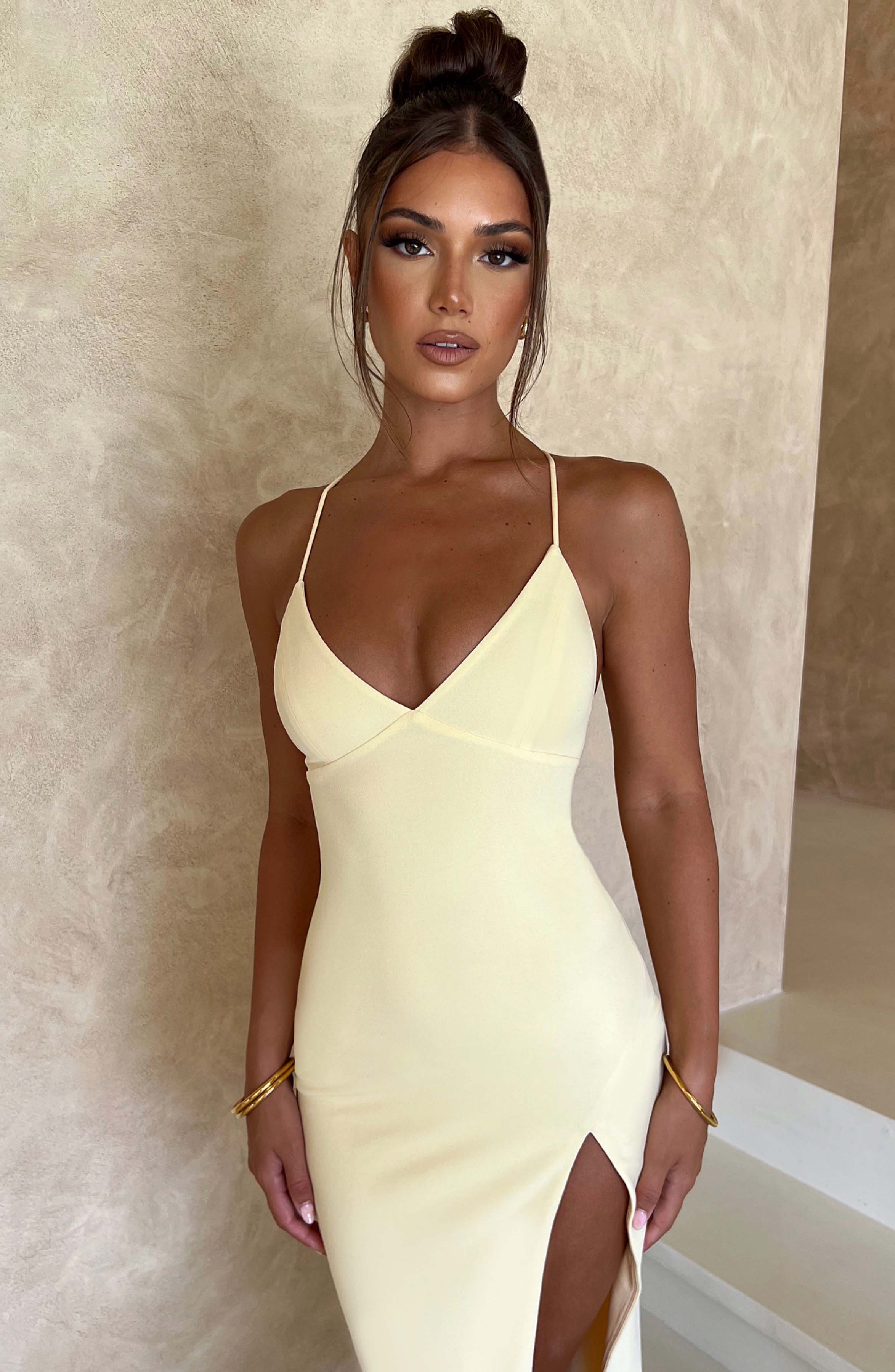 Kiana Midi Dress - Lemon